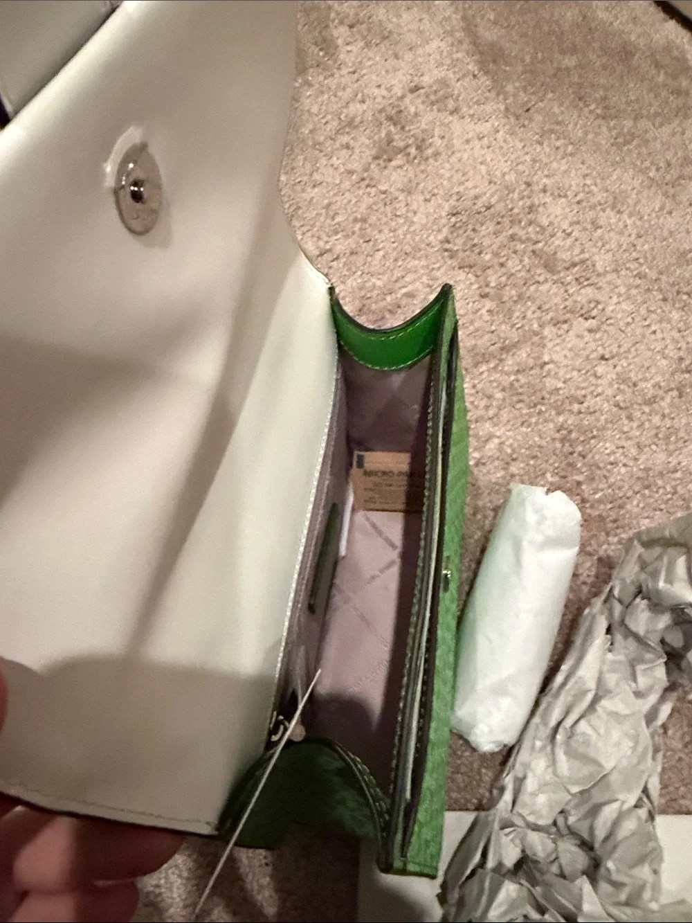 Michael Kors Green and White MK Signature Crossbody
